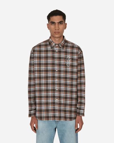 Stockholm Surfboard Club Flynn Logo-embroidered Checked Cotton-blend Flannel Shirt In Brown