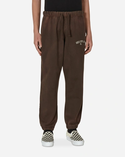 Guess Usa Embroidered Logo Track Pants In Brown