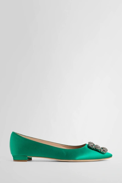 Manolo Blahnik Flats In Green