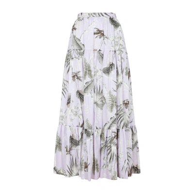 Erdem Palm-print Tiered Maxi Skirt In Multicolour