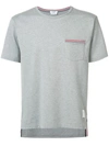 Thom Browne Rwb Pocket Trim Short-sleeve Tee In Grey