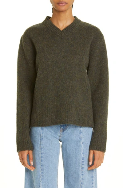 Maison Margiela V-neck Wool Sweater In 123m Walnut