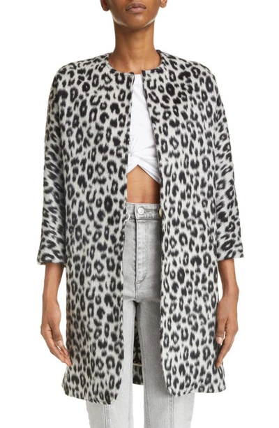 Isabel Marant Olanao Leopard Brushed Wool Shirt Jacket In Black