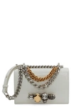 Alexander Mcqueen Mini Jewelled Croc Embossed Leather Satchel In 9210 Soft Ivory