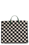 Clare V Simple Crochet Tote In Black And Cream Crochet