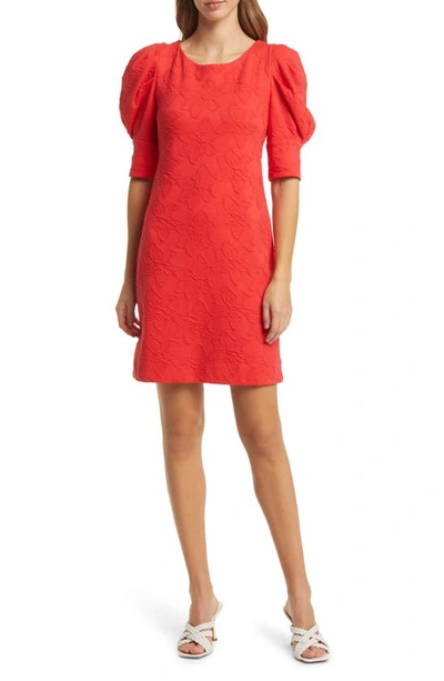 Lilly Pulitzer Knowles Floral Jacquard Minidress In Ruby Red Knit Pucker Jacquard