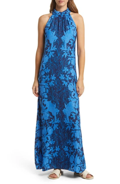 Lilly Pulitzer Women's Donita Floral Maxi Dress In Low Tide Navy Spotting A Pattern Engineered Dress