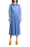 Simkhai Elka Pleated Poplin Shirt Dress In Hydrangea