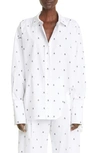 Attico Diana Logo Print Cotton Button-up Shirt In White/ Black