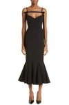 Attico Beath Open-back Embellished Stretch-ponte Midi Dress In Black