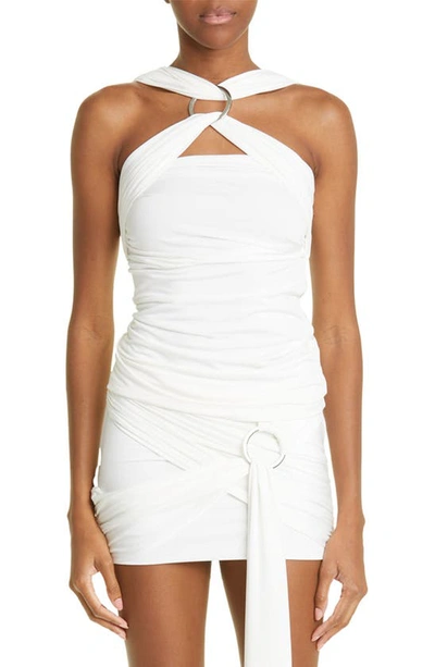 Attico White Draped Halterneck Mini Dress