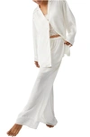 Free People Dreamy Days Wide Leg Pajamas Set In Ivory