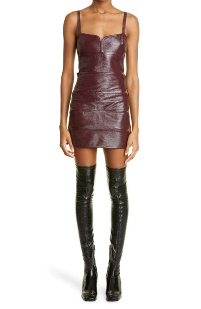 Courrèges Diamond Cutout Vinyl Mini Dress In Burgundy