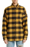 Palm Angels Checked Logo-print Shirt In Yellow