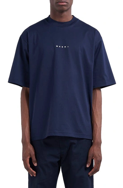 Marni Logo-print Short-sleeved T-shirt In Navy