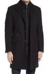 CORNELIANI SOLID WOOL TOPCOAT WITH BIB INSET