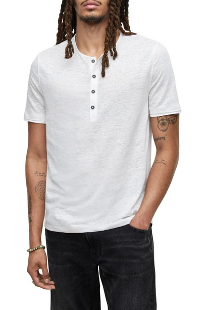 John Varvatos Collection Linen Henley Shirt In White