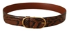 Dolce & Gabbana Brown Exotic Leather Gold Oval Buckle Belt In Brown