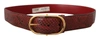 Dolce & Gabbana Red Exotic Leather Gold Oval Buckle Belt In Red