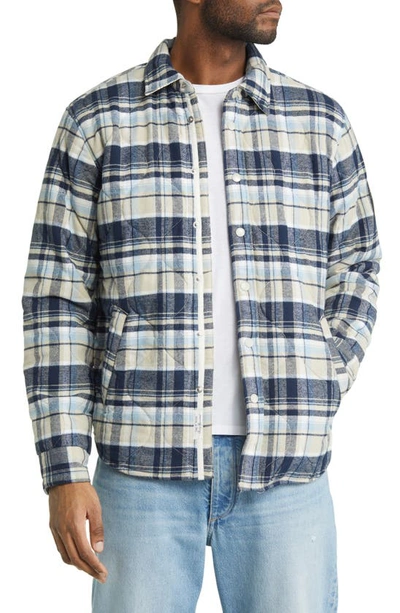 Rag & Bone Dane Plaid Down Quilted Flannel Snap-up Shirt Jacket In Blue