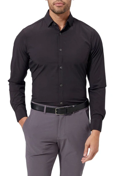 Mizzen + Main Leeward Trim Fit Solid Performance Button-up Shirt In Black