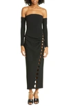 Cult Gaia Capri Off-the-shoulder Long Sleeve Maxi Dress In Black