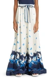 Zimmermann High Tide Relaxed Wide Leg Silk Pants In Blue Sailboats