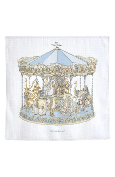 Atelier Choux Blue Carousel Cotton Swaddle