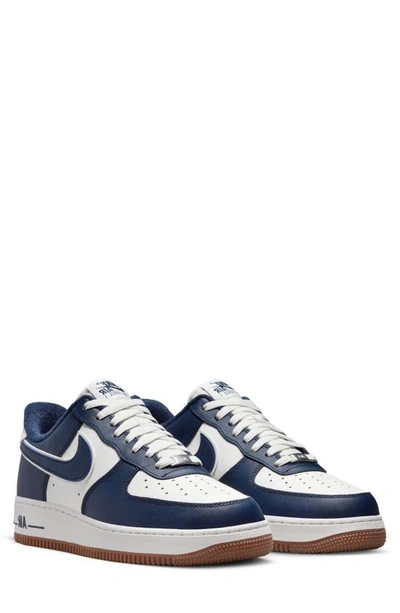 Nike Blue & White Air Force 1 '07 Lv8 Sneakers In Sail  Midnight Navy  & Gummed Brown