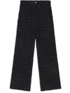 Balenciaga Metallic Tweed Baggy Wide-leg Pants In Black