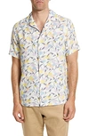 TED BAKER HADRIAN ABSTRACT FLORAL SHORT SLEEVE LINEN BUTTON-UP SHIRT