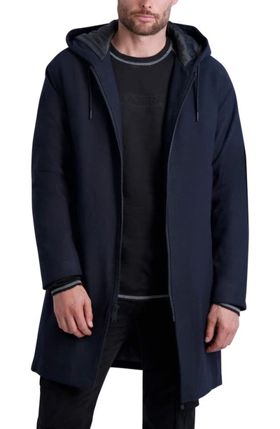Karl Lagerfeld Men's Wool-blend Parka W/ Handwarmer Pockets In Navy