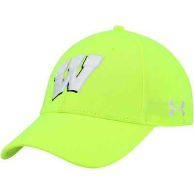 UNDER ARMOUR UNDER ARMOUR NEON GREEN WISCONSIN BADGERS SIGNAL CALL PERFORMANCE FLEX HAT