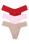 Hanky Panky Breathe Assorted 3-pack V-cut Thongs In Cherryade Bliss Taupe