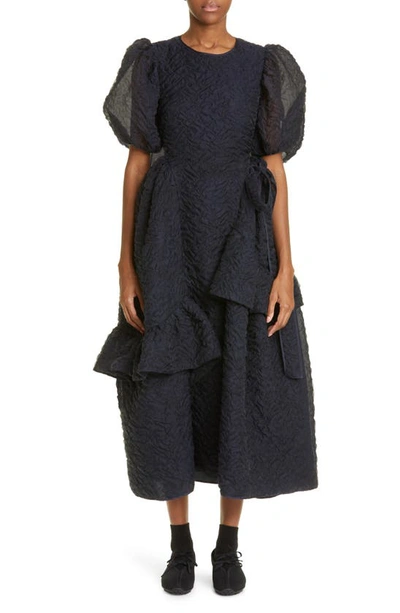 Cecilie Bahnsen Devina Puff-sleeve Dress In Navy Blue