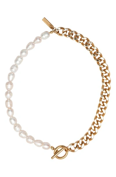 Saint Moran Freshwater Pearl & Curb Chain Necklace In White