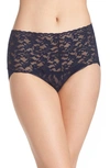 Hanky Panky Plus Size Signature Lace Retro Thong In Navy