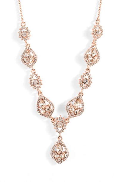Marchesa Gold-tone Mixed Crystal Lariat Necklace, 16" + 3" Extender In Rose Gold
