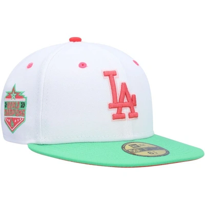 New Era Men's  White, Green Los Angeles Dodgers Watermelon Lolli 59fifty Fitted Hat In White,green