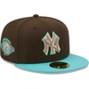 New Era Men's  Brown, Mint New York Yankees Walnut Mint 59fifty Fitted Hat In Brown