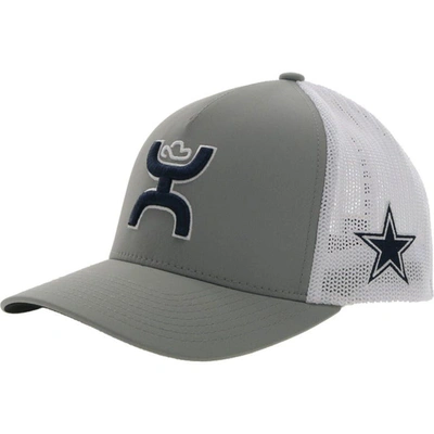 Hooey Men's  Grey, White Dallas Cowboys Trucker Flex Hat In Grey,white