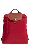 Longchamp Le Pliage Foldable Nylon Backpack In Red