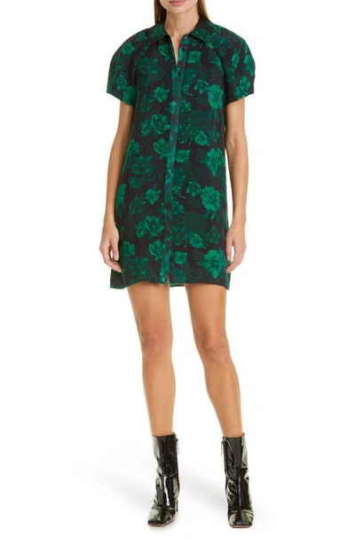 Alice And Olivia Floral Jem Puff-sleeve Shirtdress In Dream Floral Emer