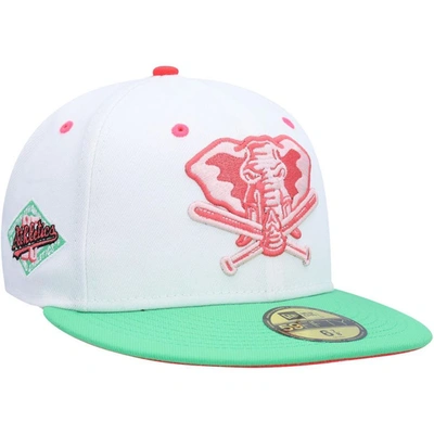 New Era Men's  White, Green Oakland Athletics Alternate Logo Watermelon Lolli 59fifty Fitted Hat In White,green