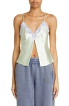 Alexander Wang Lace Trim Silk Charmeuse Butterfly Camisole In Pale Mint