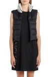 Moncler Black Pavin Down Filled Gilet With High Collar In Black