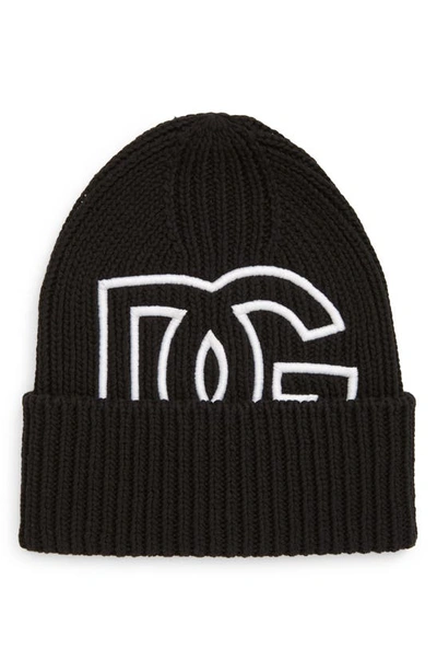 Dolce & Gabbana Embroidered-logo Cotton Beanie In Black