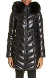 MONCLER FULMARRE QUILTED DOWN COAT WITH FAUX FUR TRIM