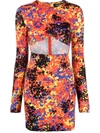 Dsquared2 Printed Cut-out Short Dress In Red