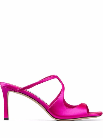サンダル・ミュール JIMMY CHOO Women Sandals AMARA85IWP FUCHSIAWHITE PINK Jimmy Choo Anise 75 Sandal Fuchsia Satin